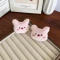 Accessoire de dessin animé tête d'ours en peluche rose pour vêtements et sacs DIY - Style Ouverture Arrière / Cochon
