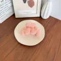 Élégante pince à cheveux en peluche rose doux pour les coiffures d'automne et d'hiver - Orange