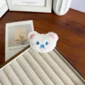 Broche mignonne en peluche d'ours blanc pour la décoration de sacs et de vêtements - Style Ouverture Arrière / Blanc