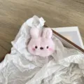 Tête de lapin en peluche rose douce, accessoire DIY pour barrettes et broches décoratives - Style Ouverture Arrière / Lapin rose