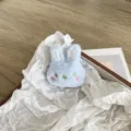 Tête de lapin en peluche bleu clair pour barrettes et décoration de vêtements. - Style Ouverture Arrière / Lapin Bleu