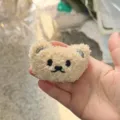 Broche mignonne tête d'ours en peluche beige pour décoration de sacs et habits - Café Clair