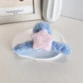 Pince à cheveux en peluche étoile bleue et rose pour coiffures d'automne hiver - Simple face / Étoile - Bleu
