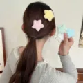 Süße plüschige Haarspangen in Sternform in Pastellfarben für Herbst und Winter Look. - Sternmischung
