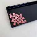 Mini pinzas BB con lunares rosas en forma de hueso para niños, 2,5 cm, en bandeja. - Rosa Melocotón Claro Lunares