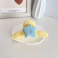 Grande pince à cheveux étoile en peluche jaune et bleue pour des styles d'automne et d'hiver. - Simple face / Jaune Avec Étoiles