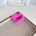 Pince à cheveux élégante en peluche rose en forme de cœur pour demi-attache - M / Coeur Rose Vif