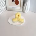 Pince à cheveux en peluche jaune avec nœud mignon, style balletcore esthétique - Jaune Oie