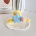 Pince à cheveux étoile en peluche jaune avec pompon rose mignon - Pompon Rose
