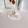 Pince à cheveux élégante en peluche crème avec nœud argenté pour coiffures de style balletcore - Abricot