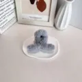 Pince à cheveux en peluche grise avec détail de nœud de style balletcore esthétique - Gris