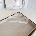 Grande pince à cheveux carrée transparente minimaliste pour accessoires de coiffure - Extra Large Square / 12.5cm / Blanc Clair