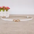 Elegante witte smalle dames riem met gouden parel gesp voor jurk decoratie. - Wit