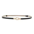 Cintura sottile nera da donna con fibbia a nodo dorato accessorio vita versatile per vestiti - Nero