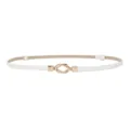 Cintura sottile bianca da donna con elegante fibbia a nodo dorata, ideale per abiti e cappotti. - Bianco