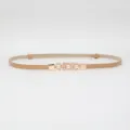Women thin patent leather belt with faux pearl rhinestones buckle chic dress waist belt - Apricot