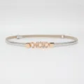 Elegant slim metallic silver belt for women featuring a delicate gold pearl and rhinestone buckle. - Silver