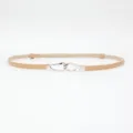 Slim genuine leather belt for women minimalist metal hook buckle suit dress waist accessory - Apricot