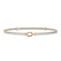 Women elegant silver thin dress belt with gold knot buckle for skirts and coats. - Silver