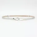 Slim silver genuine leather belt for women, minimalist metal hook buckle for dresses and coats. - Silver