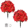 2er-Set künstliche Weihnachtsstern-Gartenstecker mit 8-Modi-LED-Batteriebox. - 2 Stück Set (Mit Licht)