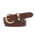 Cintura in vera pelle marrone da donna con fibbia ad ardiglione stile retrò variante - 95cm / Kaki