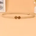 Women thin belt vintage genuine leather stylish adjustable waist chain dress decoration - Apricot