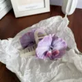 Large purple silk orchid flower hair claw clip for elegant styling - Hair Claw / Purple