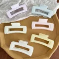 Ensemble de grandes pinces à cheveux pastel aux couleurs crème pour cheveux épais - Style Carré / 10.5cm / Crème