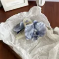 Large blue phalaenopsis orchid hair claw clip for thick hair elegant fabric flower hair accessory - Hair Claw / Grey Blue