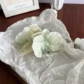 Large light green orchid flower hair claw clip with realistic silk fabric petals for women - Hair Claw / Light Green
