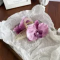 Elegant large purple orchid hair claw clip made of premium textured fabric petals - Hair Claw / Rose Red