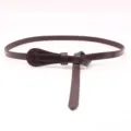 Femme ceinture en cuir mince élégante ceinture nouée décorative pour robe costume. - Café