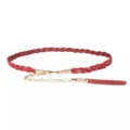 Cintura in pelle intrecciata rossa con catena dorata e nappa accessorio elegante per vestiti - Rosso