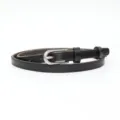 Black thin leather belt women casual retro minimalist genuine cowhide pants waist belt sku - 95cm / Black
