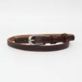 Women genuine leather thin belt retro casual metal buckle brown jeans waist accessory new - 95cm / Coffee