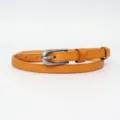 Women's slim genuine leather belt casual retro minimalist cowhide jeans waist belt yellow - 95cm / Brown