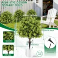Macro-weergave van kunstmatige buxusbol met realistische textuur en hoogtematen - Puntige Buxus Topiary / 1-stuks verpakking