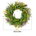 Gedetailleerd overzicht van 50cm kleurrijke wilde bloemenkrans voor zomerse decoratie - 50cm