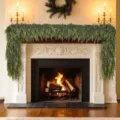 Artificial Norfolk Pine garland draped over a cozy fireplace mantel decoration - 2.7m / 238 Heads