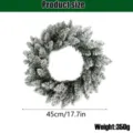 Flocked Christmas wreath showing 45cm diameter size and 350g weight specifications - Flocked Wreath / 45cm (70 Tips) / Green With Flocking