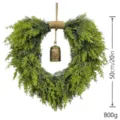 Heart-shaped artificial cedar wreath with rustic bell for Christmas front door decor - 50cm Cedar Wreath with Bell