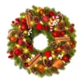 Close-up detail of festive Christmas wreath with warm LED lights and pine cones - 35cm / Style B (With Lights)