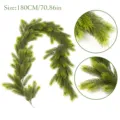 Detailed macro view showing the texture of a 180cm artificial pine Christmas garland - Double Color Frosted Style / 180cm / Frosted Green