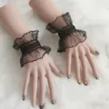 Neri polsini di pizzo Lolita JK con volant maniche accessori decorativi per le mani - Piccolo Cervo (Paio) / Nero