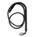 Black braided PU leather long whip cosplay costume prop equestrian riding crop accessory - Length 1.9M / Black