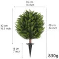 Kunstmatige buxusbol met grondanker voor de tuin, totale hoogte 60 cm, gewicht 830 g - Vier Seizoenen Stake Tree Type A / Enkel stuk