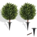 Set van twee kunstmatige buxusbollen met grondpennen voor tuin decoratie - Vier Seizoenen Stake Tree Type A / Dubbele Verpakking