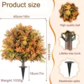 60 cm kunstmatige buxusbol met tuinpen voor buiten- en tuinversiering decoratie - Puntige Buxus Topiary (Herfst) / 1-stuks verpakking