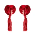 Red sequin heart tassel nipple covers sexy intimate pasties for adult romantic party wear - Red Tassel Nipple Covers